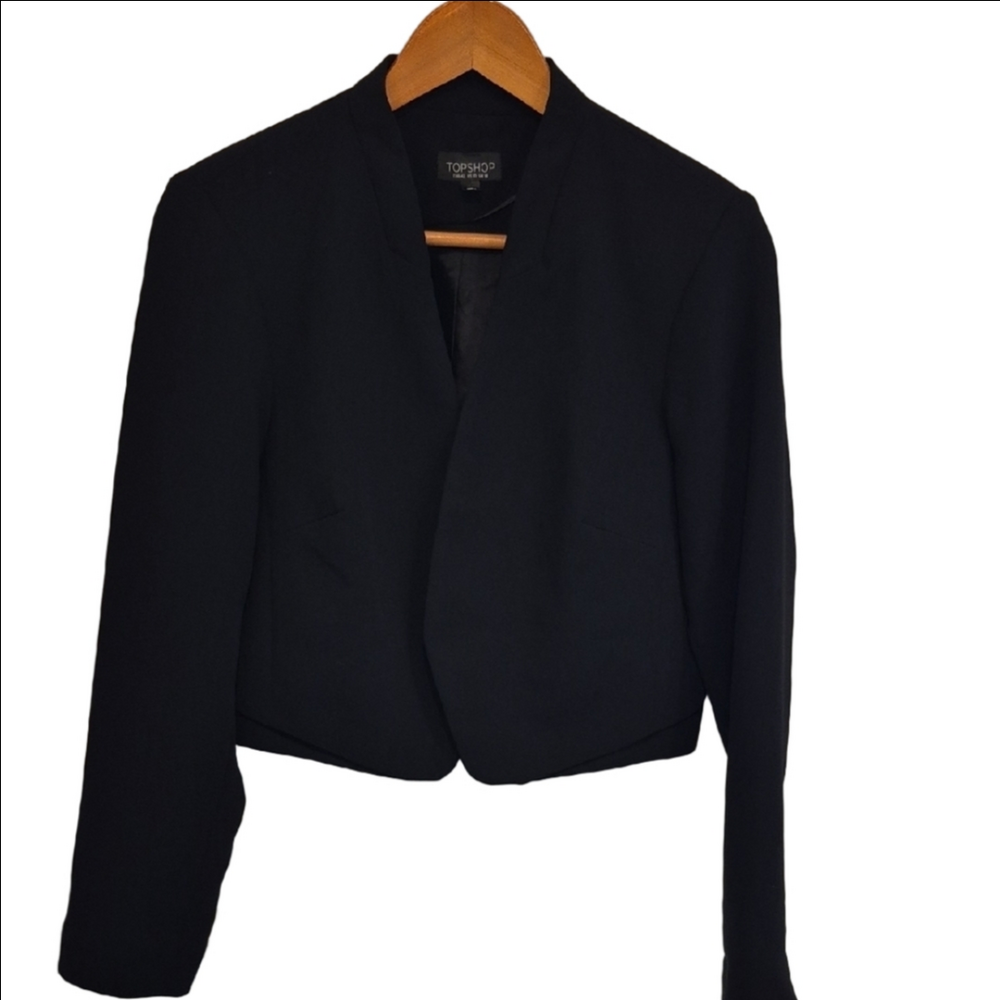 Topshop  Black Crepe Lined Bolero Short Jacket